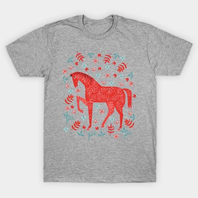 Red Horse T-Shirt by elenorDG